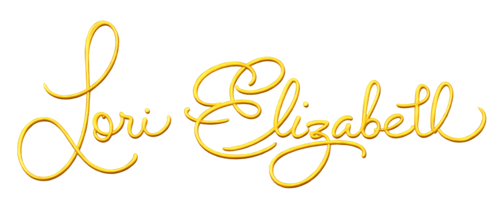 Gold cursive "Lori Elizabeth" on black