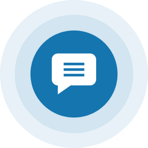 Chat bubble message icon in blue circle