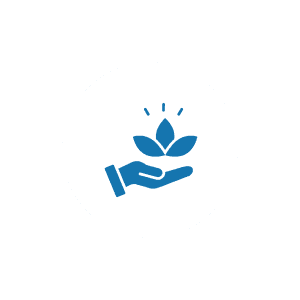 Blue hand holding lotus flower icon