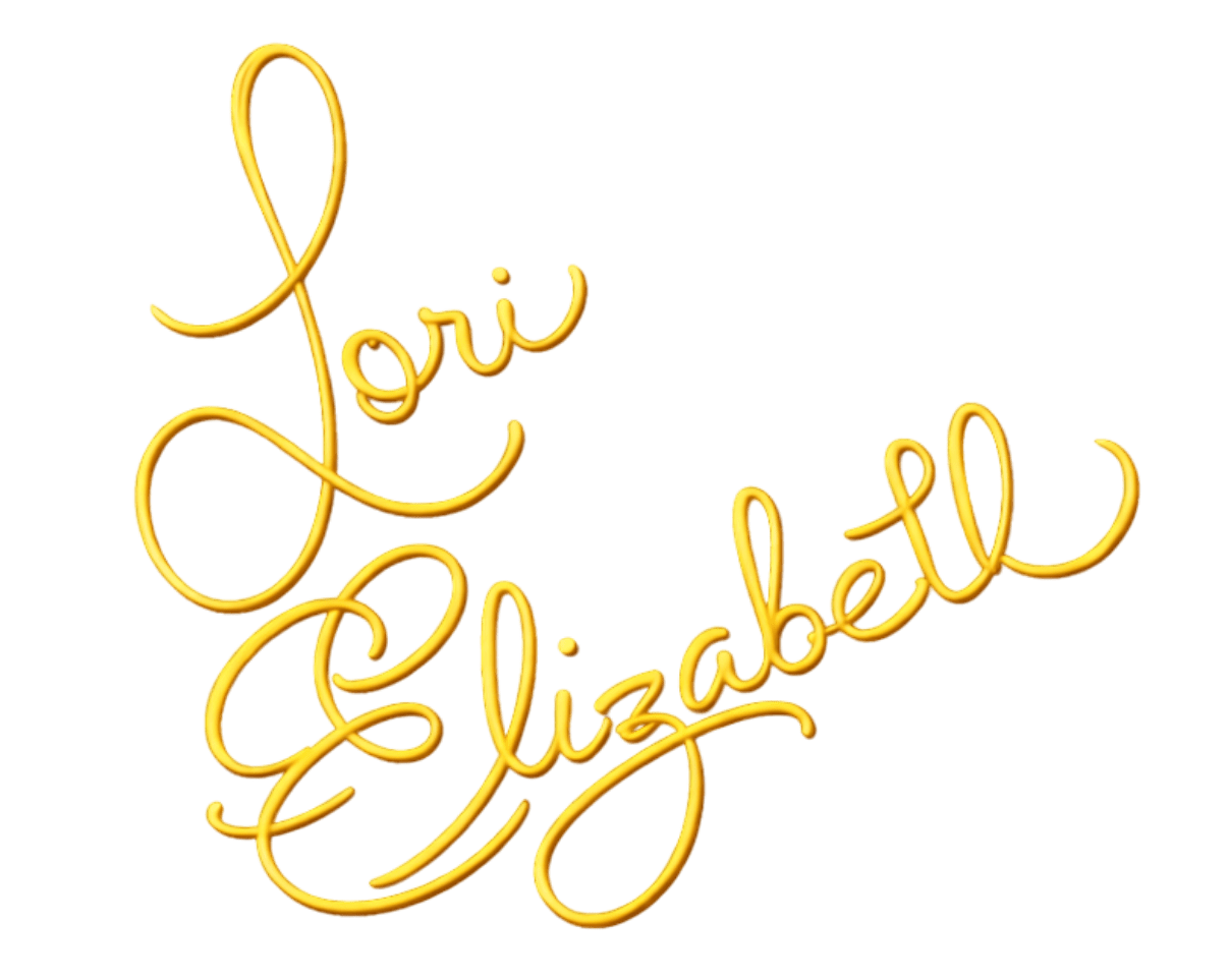 Gold cursive lettering on black background